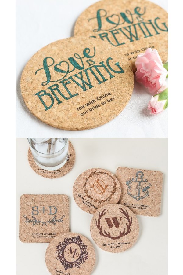 Personalized Cork Coaster Wedding Favours